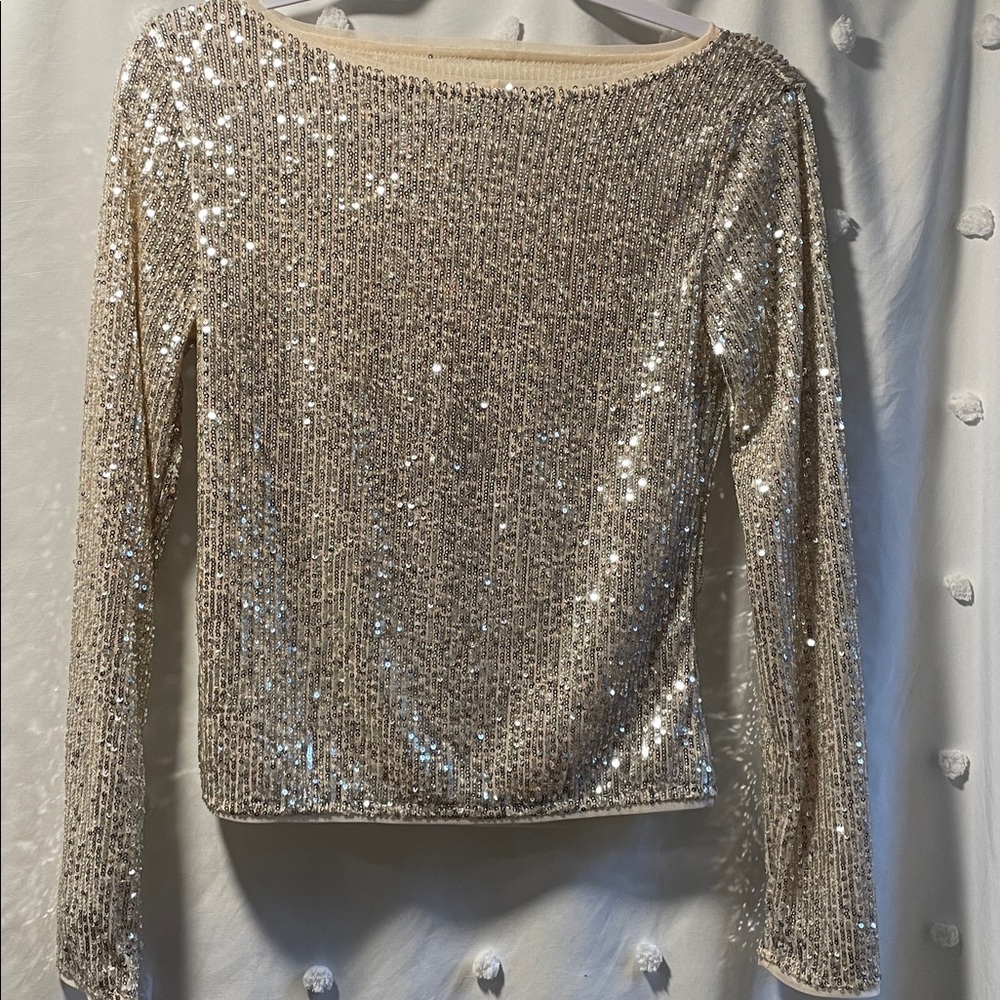 Silver sequin top